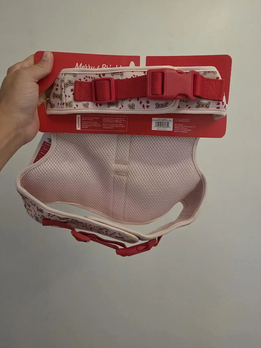 Merry & Bright Pink Holiday Vest Harness - Large